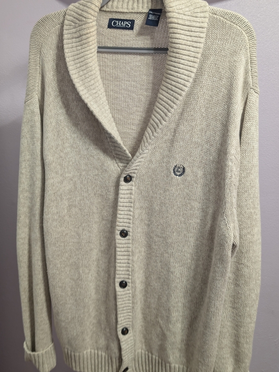 Chaps Other - Chaps Men’s Light Cream Shawl Collar Cardigan Sweater